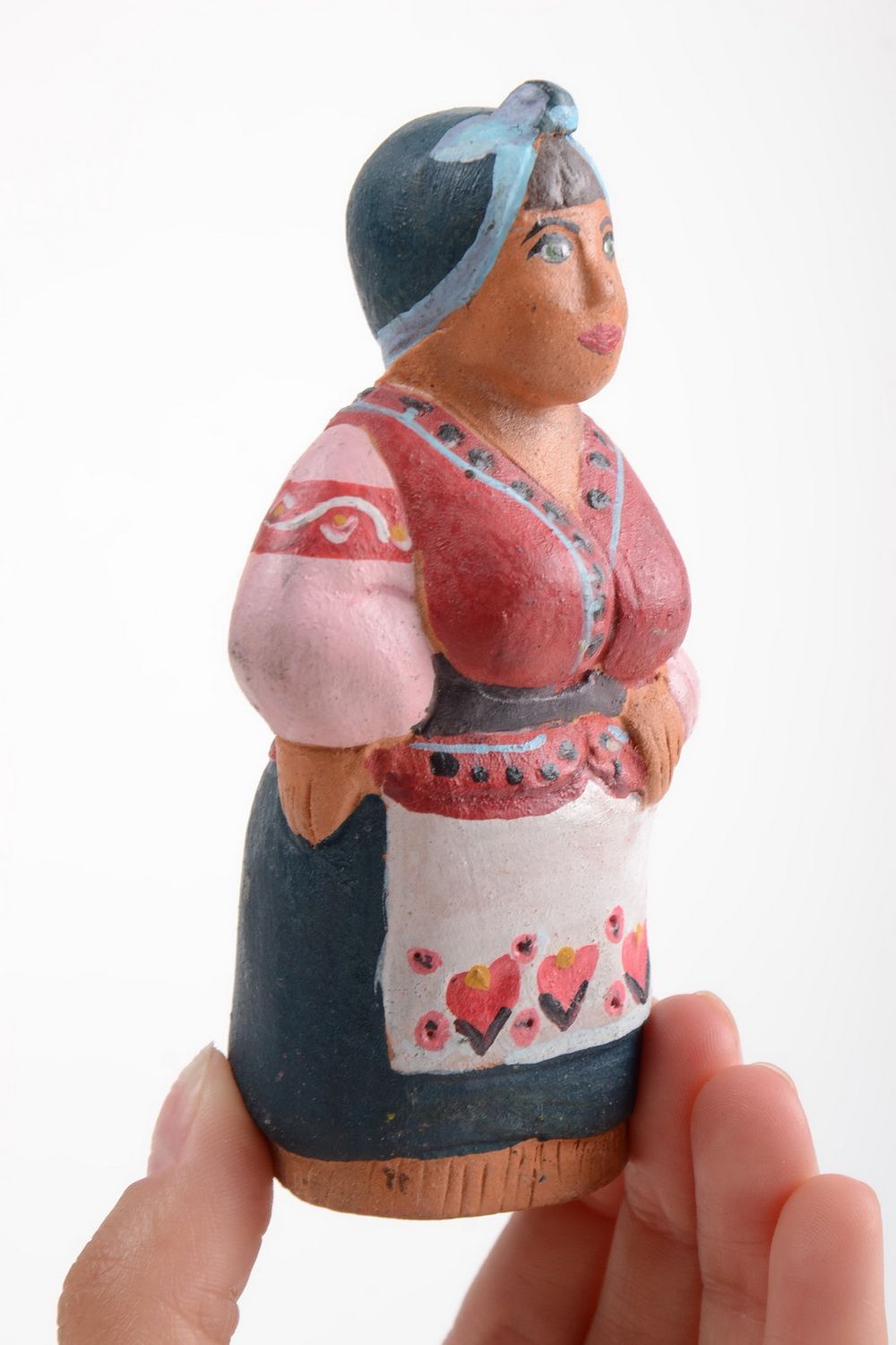 Расписная керамическая статуэтка из гончарной глины ручной работы Крестьянка фото 5