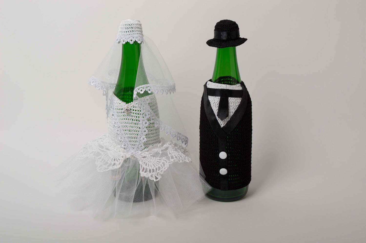 Vestiti da champagne per bottiglia fatti a mano accessori per matrimonio foto 3
