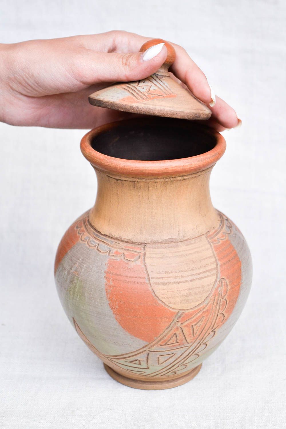 60 oz handmade ceramic milk pitcher in ethnic design 1,65 lb photo 2