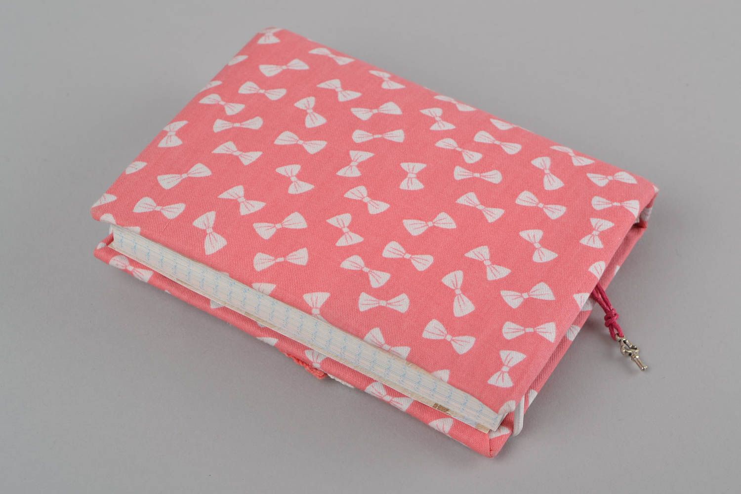Carnet couverture en tissu de coton rose à noeuds fait main scrapbooking photo 5