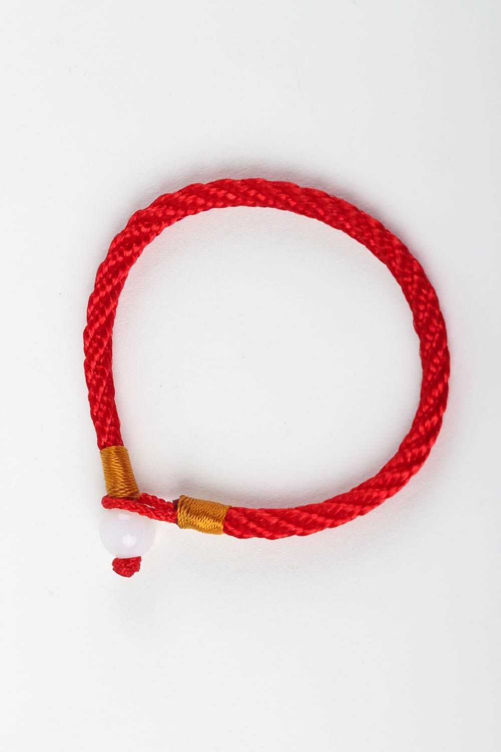 Handmade red thin bracelet stylish bracelet with agate textile wrist bracelet photo 2