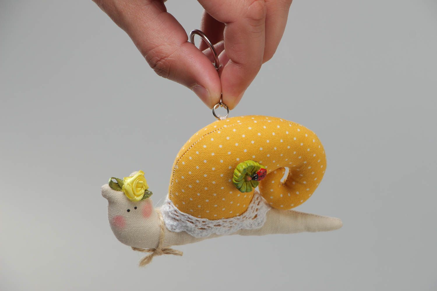 Handmade yellow cotton fabric soft keychain toy or bag charm photo 5