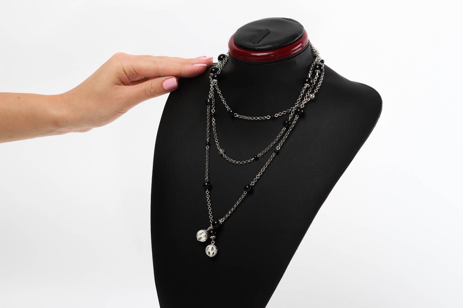 Collier perles fantaisie fait main Bijou femme Сollier métal Cadeau femme photo 5