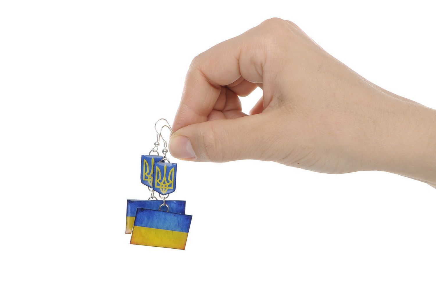 Boucles d'oreilles avec trident et drapeau ukrainiens photo 5
