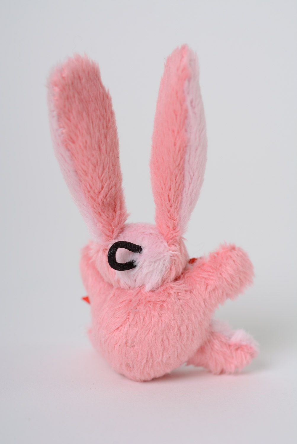 Lapin original miniature en peluche rose porte-clés jouet fait main accessoire photo 5
