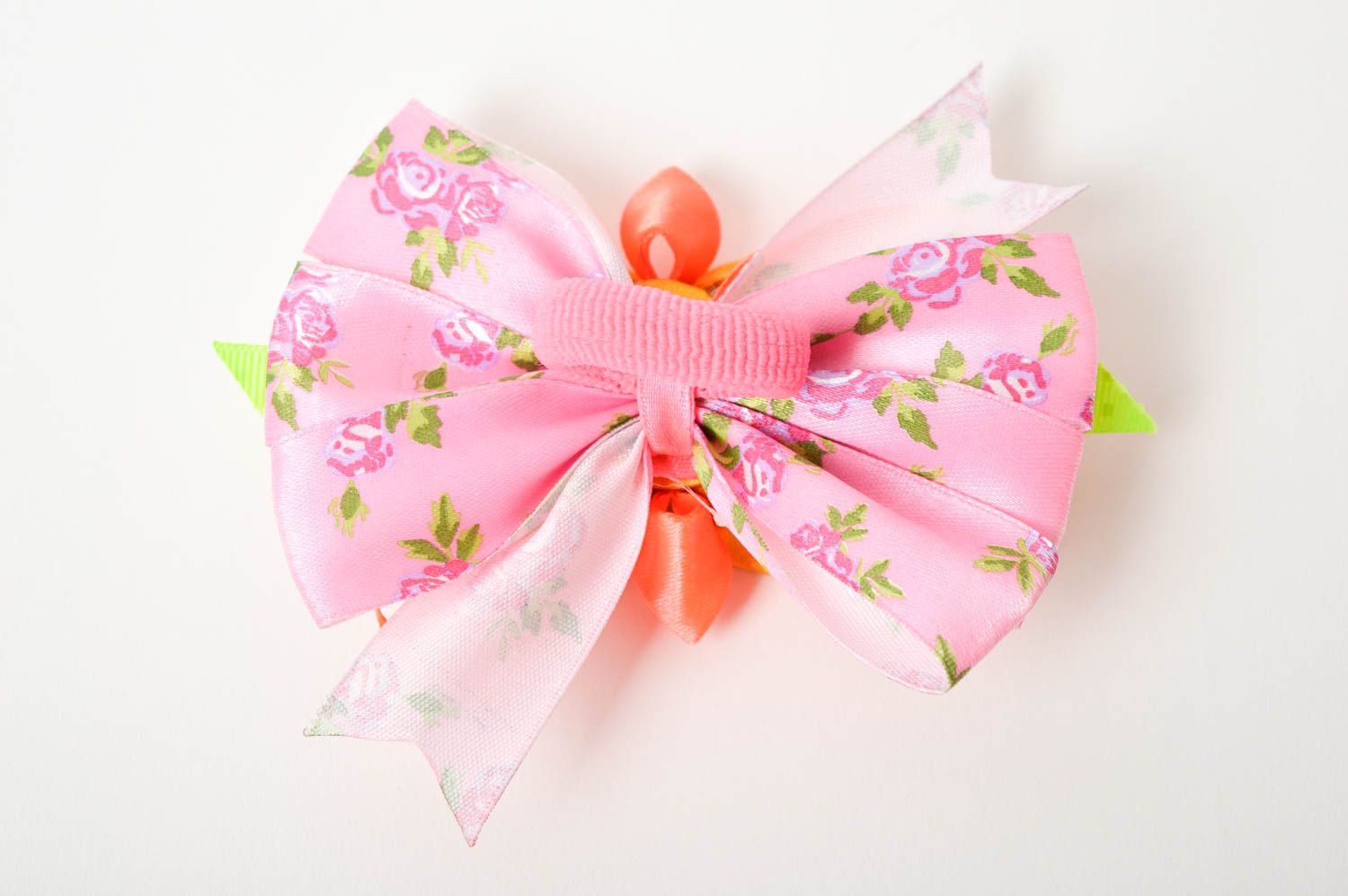 Handmade satin scrunchies satin flower scrunchies for children baby gift photo 3