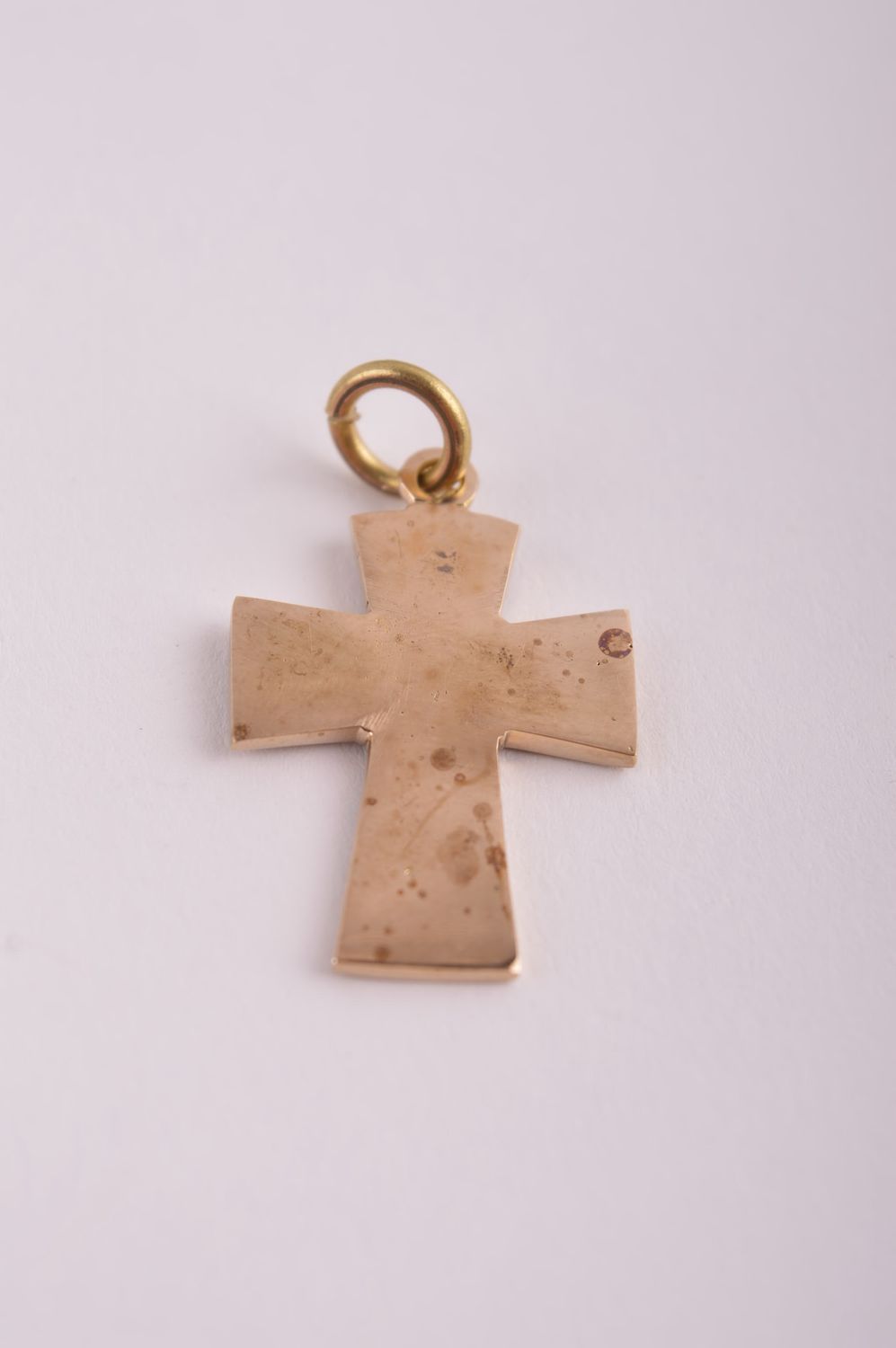 Крестик с камнями handmade подвеска на шею украшение из латуни голубой крест фото 3