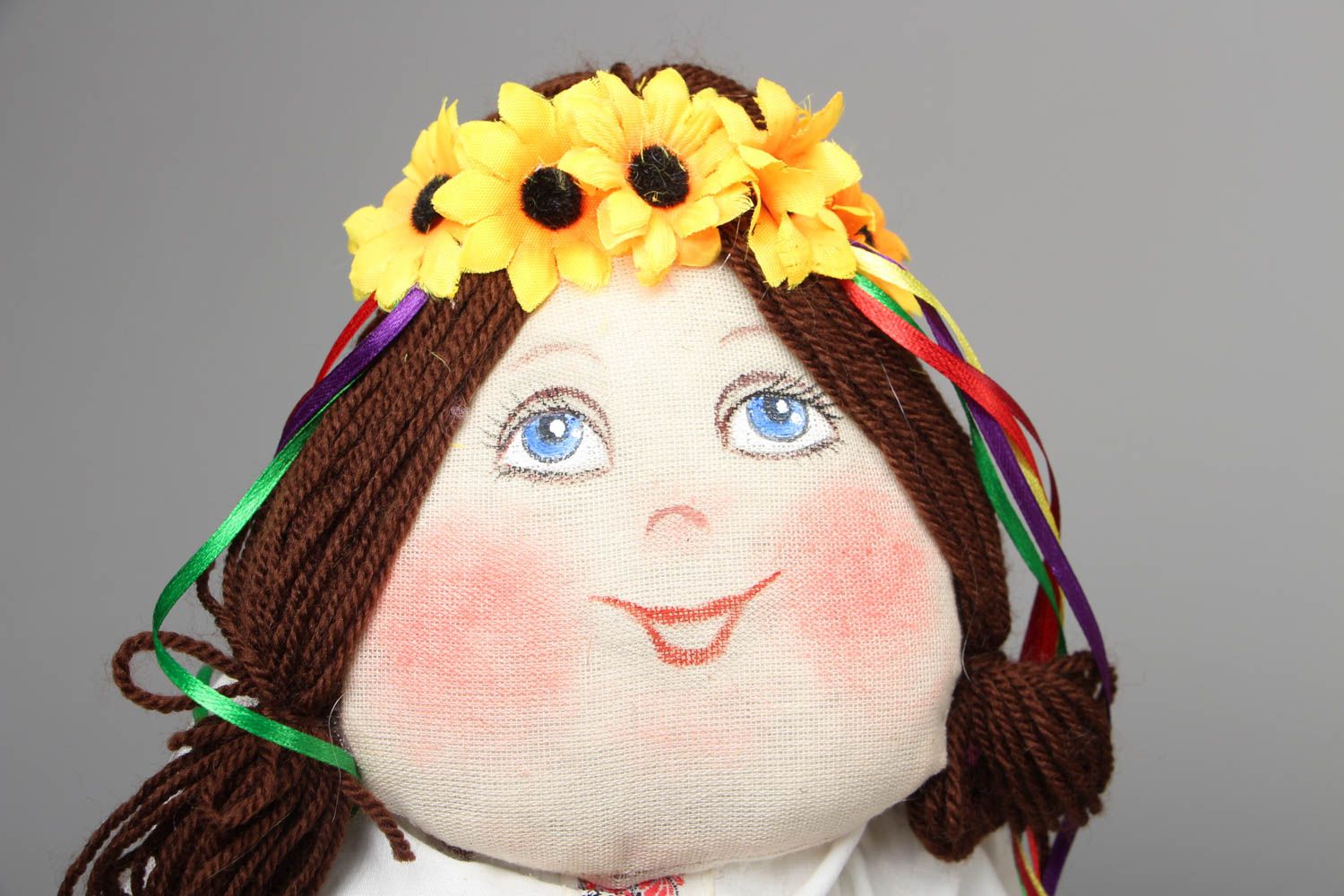 Soft doll Girl with Sunflower Wreath photo 2
