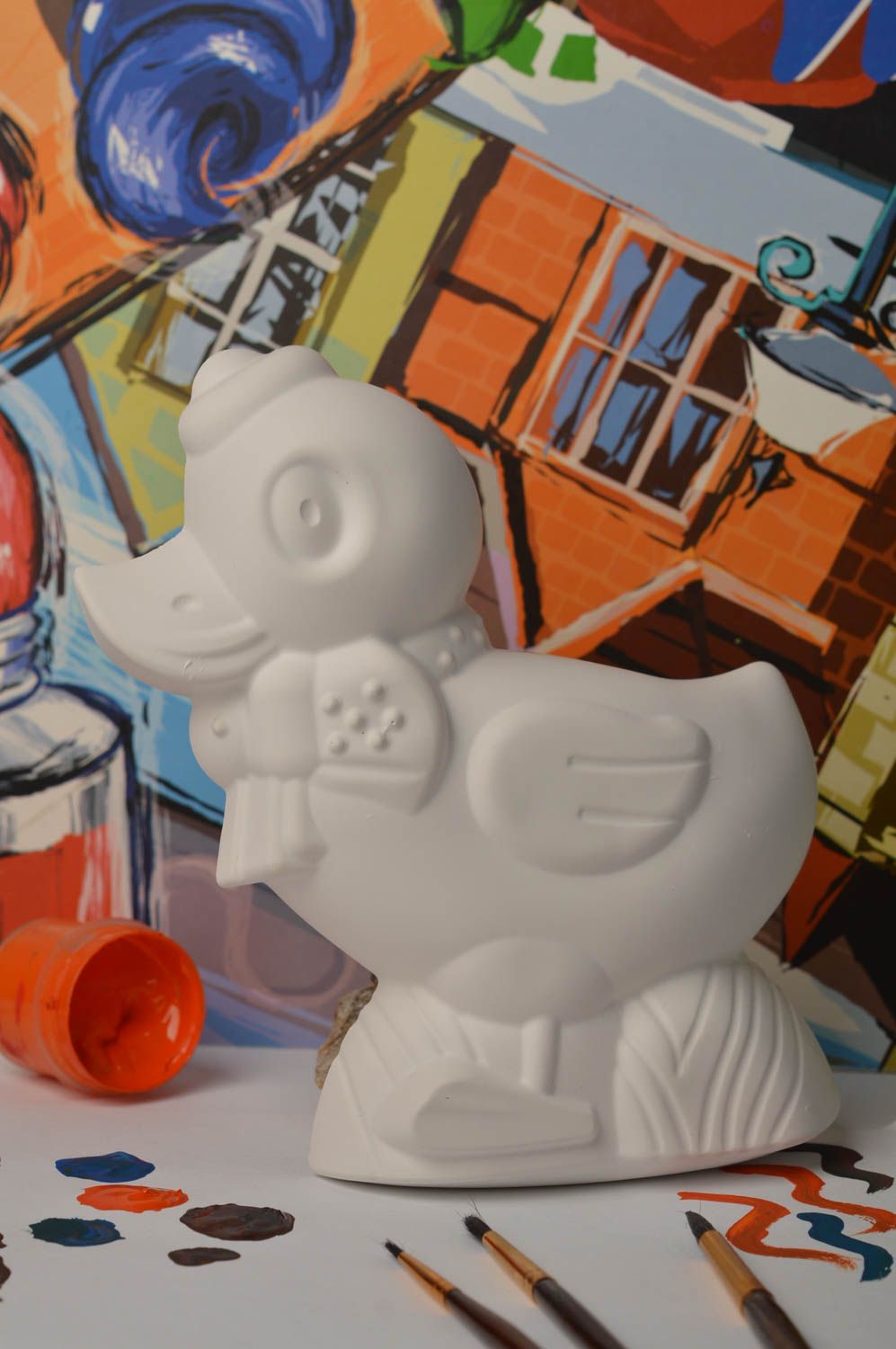 Figurine à peindre fait main Objet décoratif en plâtre canard Déco maison photo 1