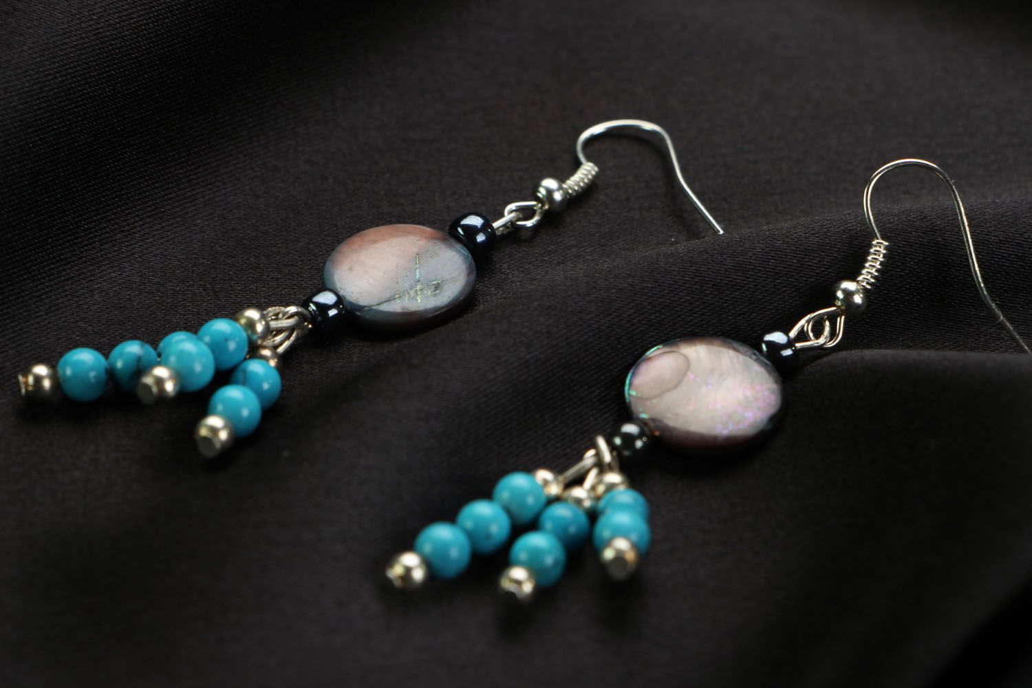 Earrings with nacre and turquoise photo 2
