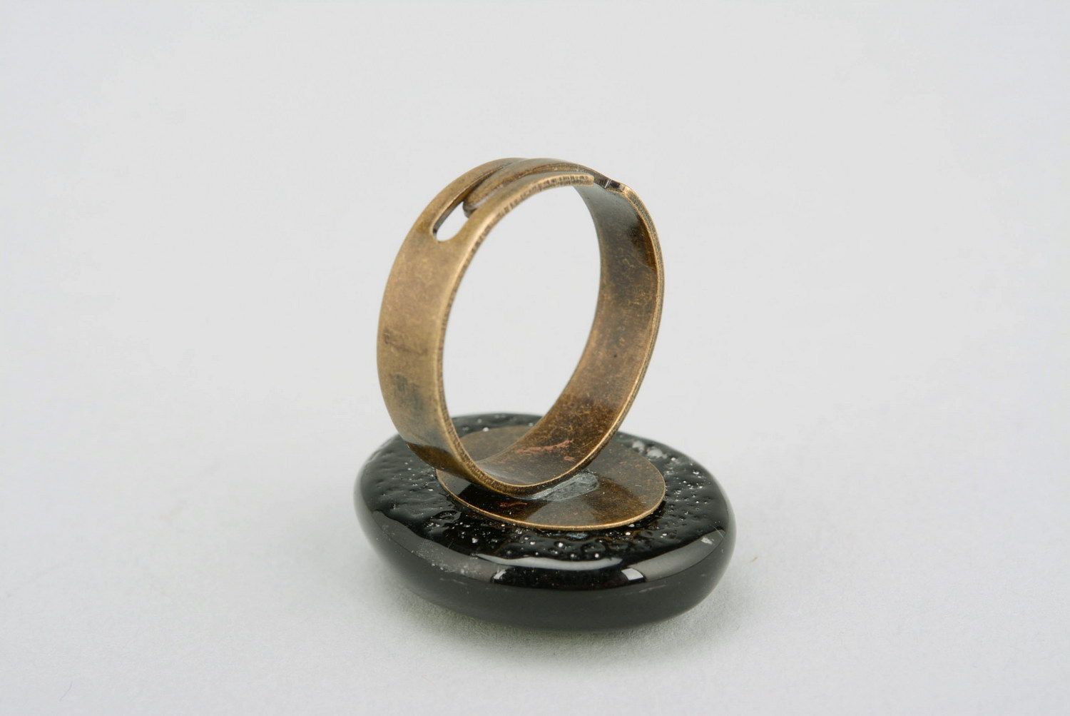Ring made of fusing glass Salute in the dark sky photo 4