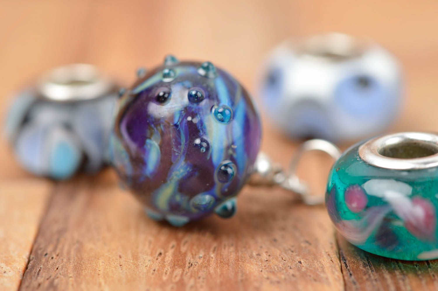 Perle en verre faite main Fourniture pour bijoux bleu-violet Loisirs créatifs photo 1