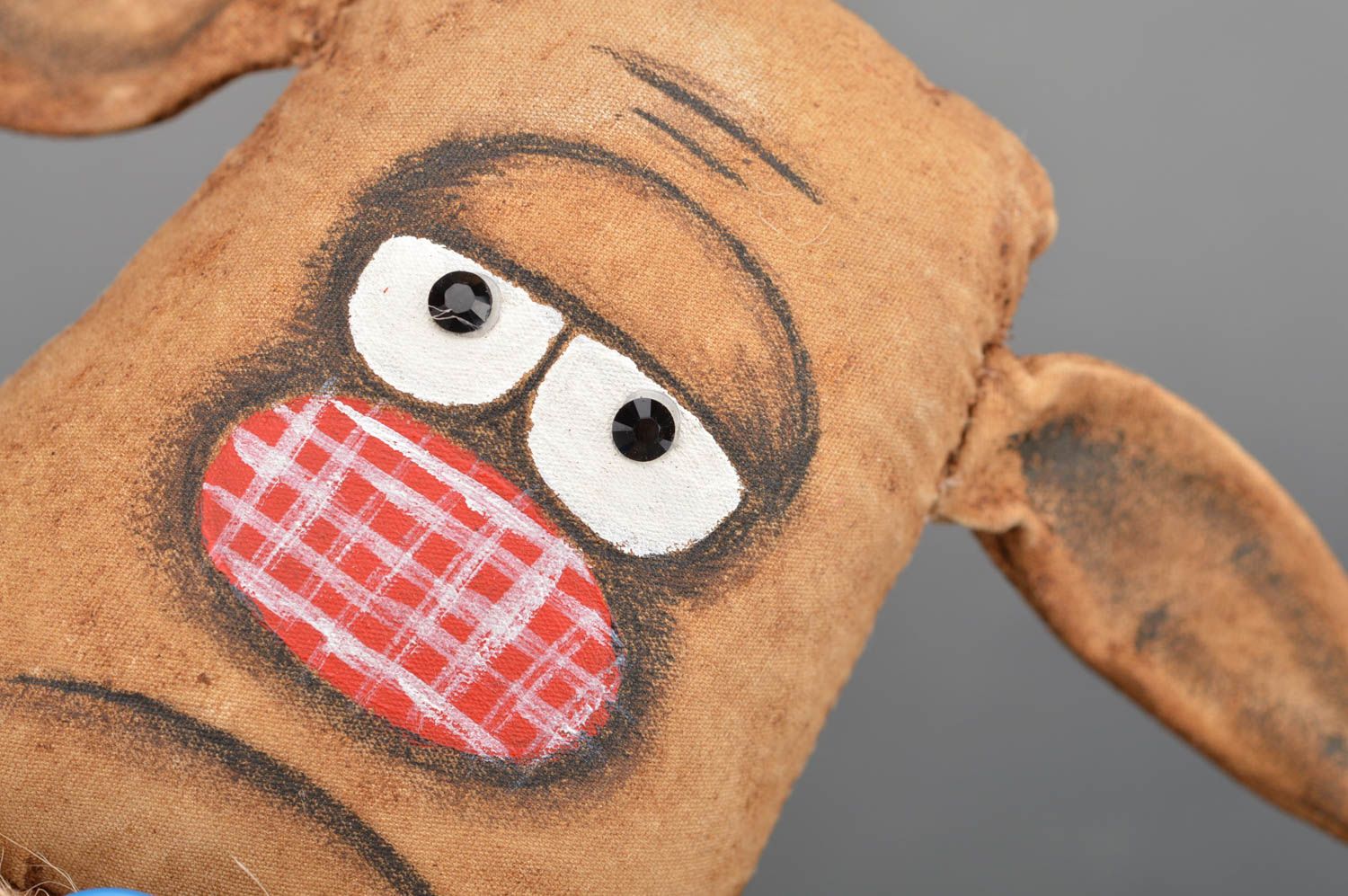 Âne en tissu fait main marron en coton décoration originale jouet pour enfant photo 3