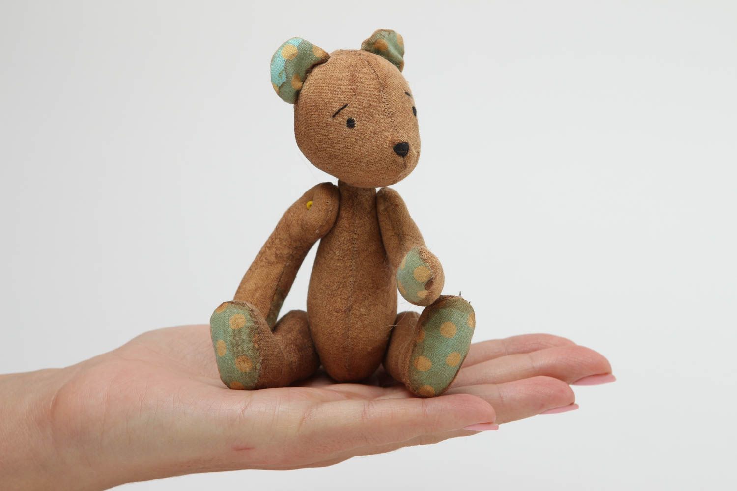 Peluche ours faite main Jouet en tissu petit original Cadeau pour enfant photo 5