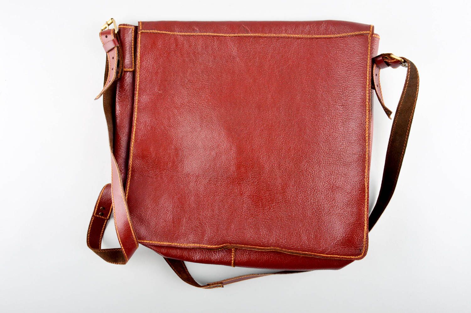 Сумка ручной работы сумка через плечо кожаная сумка красная темная красивая фото 3