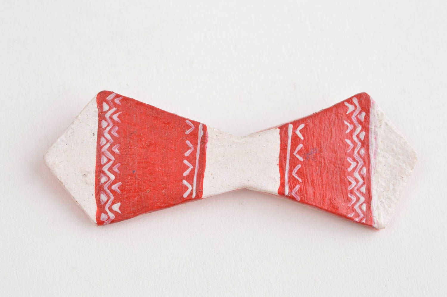 Handmade Brosche Schleife in Rot und Weiß Porzellan Schmuck Accessoire für Frau foto 2