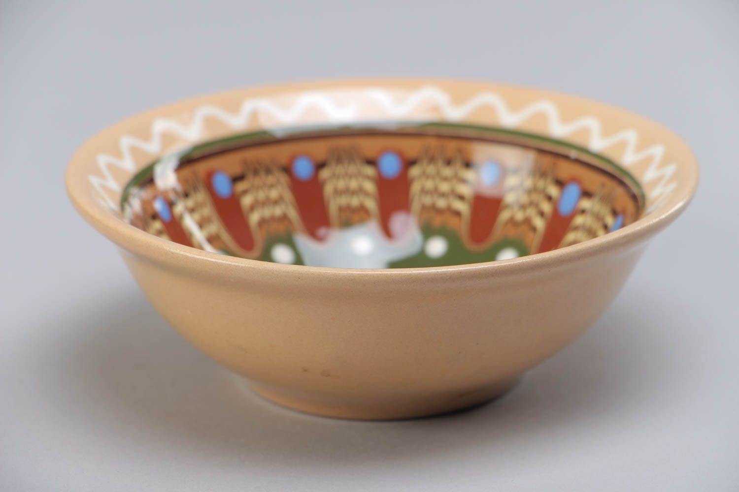 Handmade decorative ceramic bowl painted with glaze for sweets and nuts 200 ml photo 2