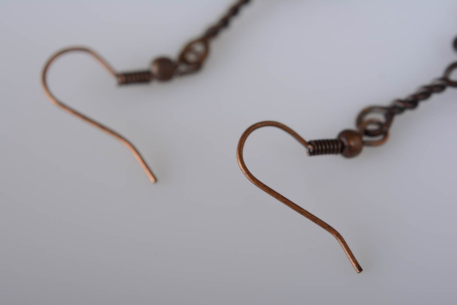 Boucles d'oreilles en cuivre technique wire wrapping à pendeloques faites main photo 5