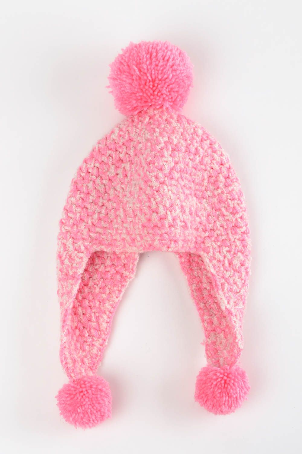 Mütze für Frauen handmade Mütze mit Bommel modisches Accessoire rosa gehäkelt foto 5