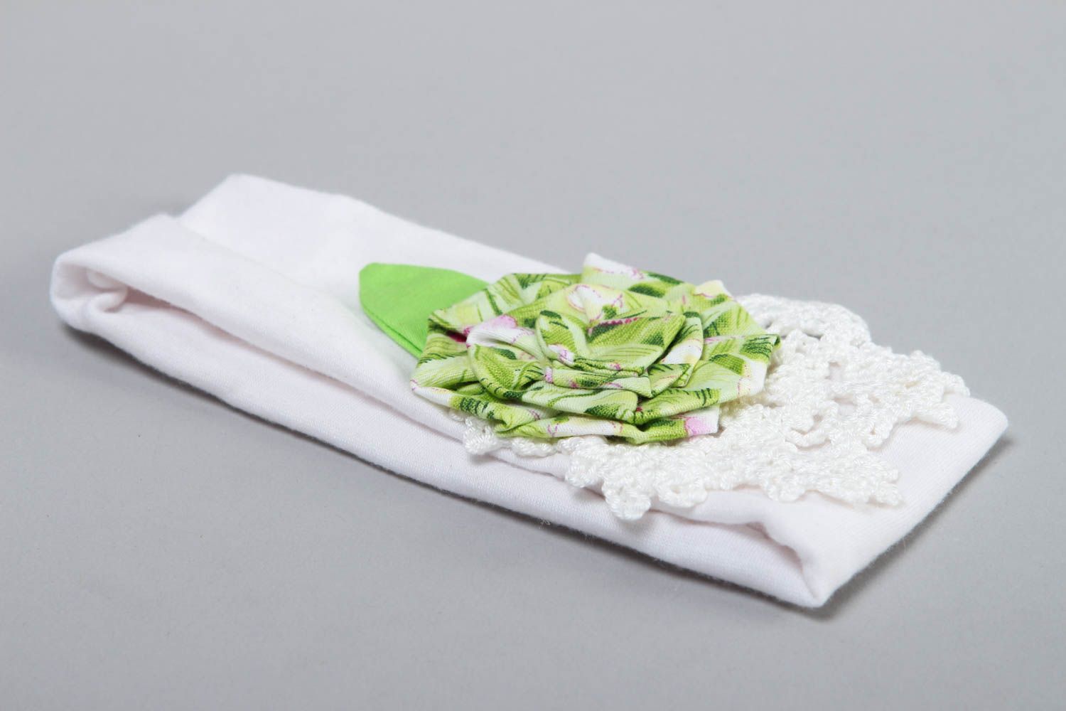 Handmade breites Haarband handgemachter Schmuck Haarband mit Blumen schön  foto 3