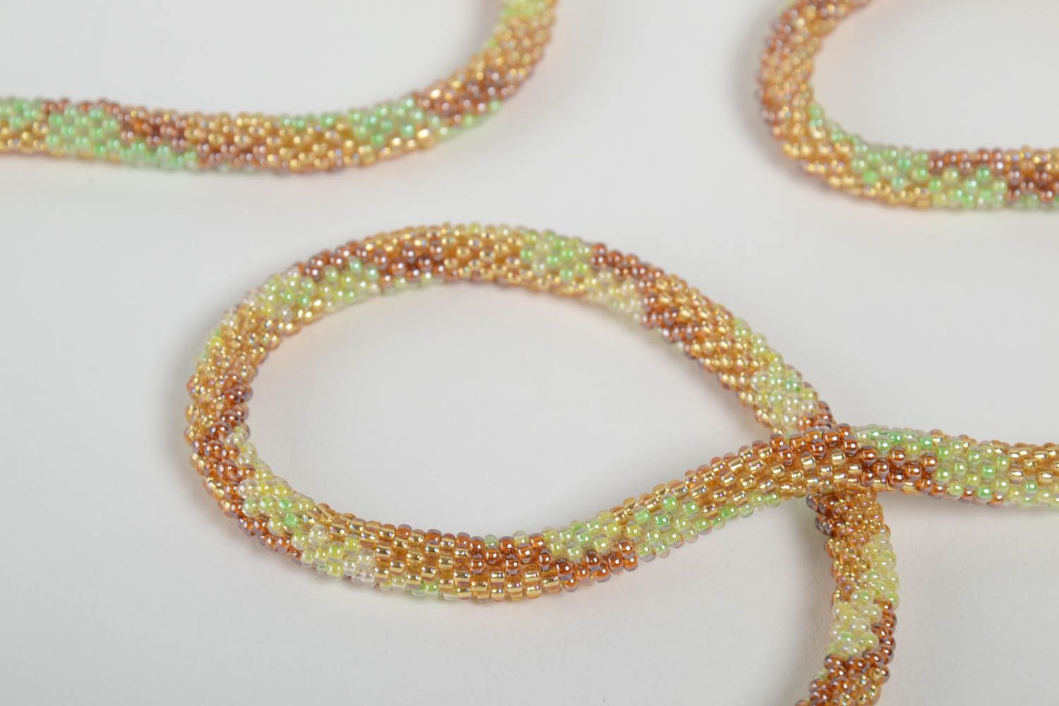 Gentle handmade beaded cord necklace and bracelet designer jewelry for women photo 5
