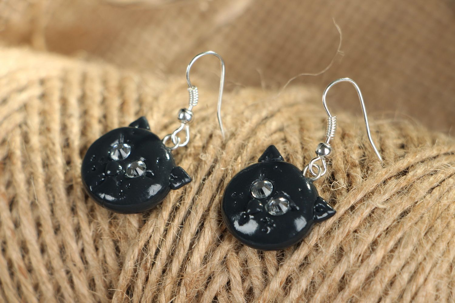 Earrings made of polymer clay Cat photo 3