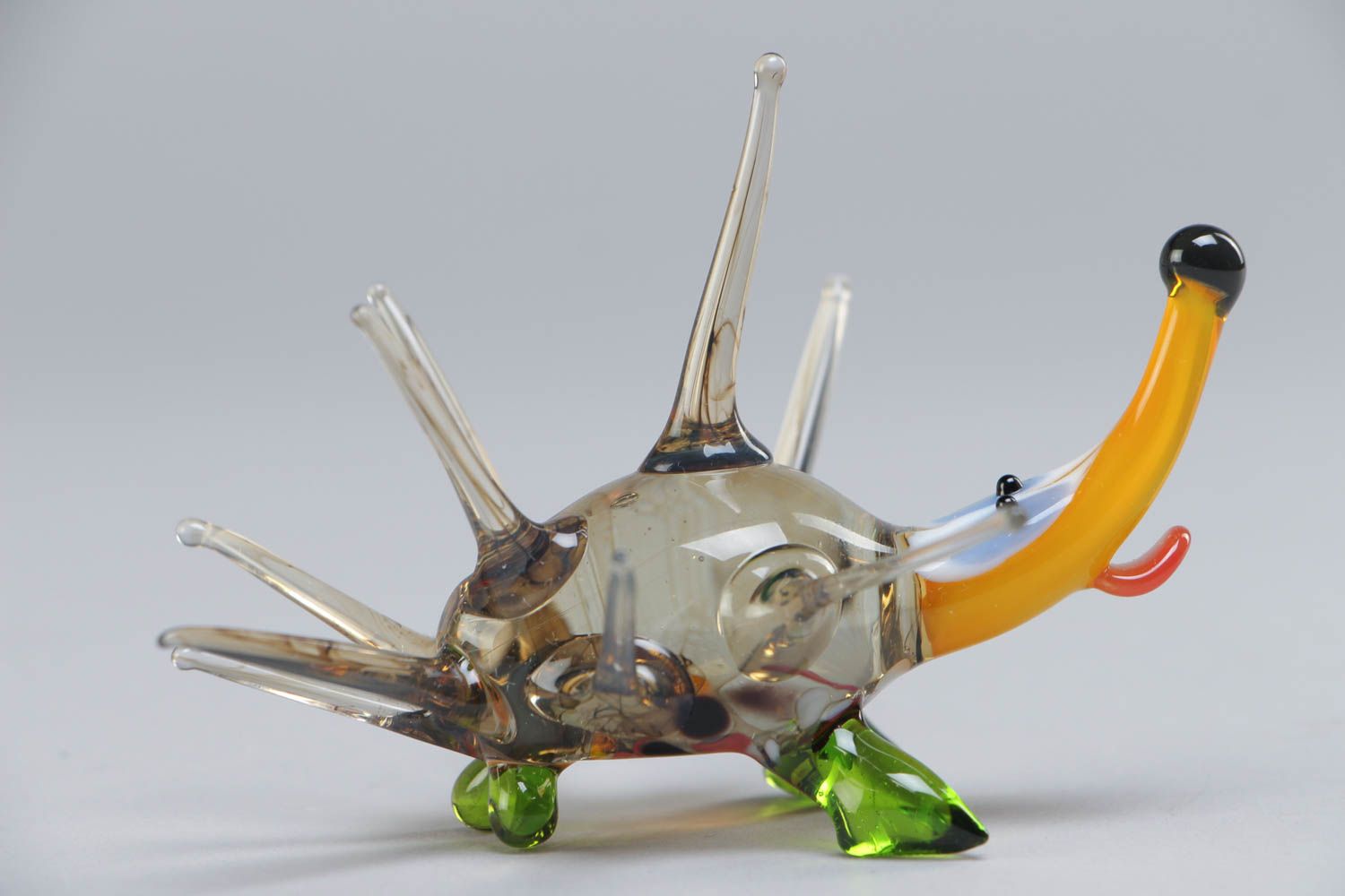Handmade collectible lampwork glass miniature animal figurine of hedgehog photo 2
