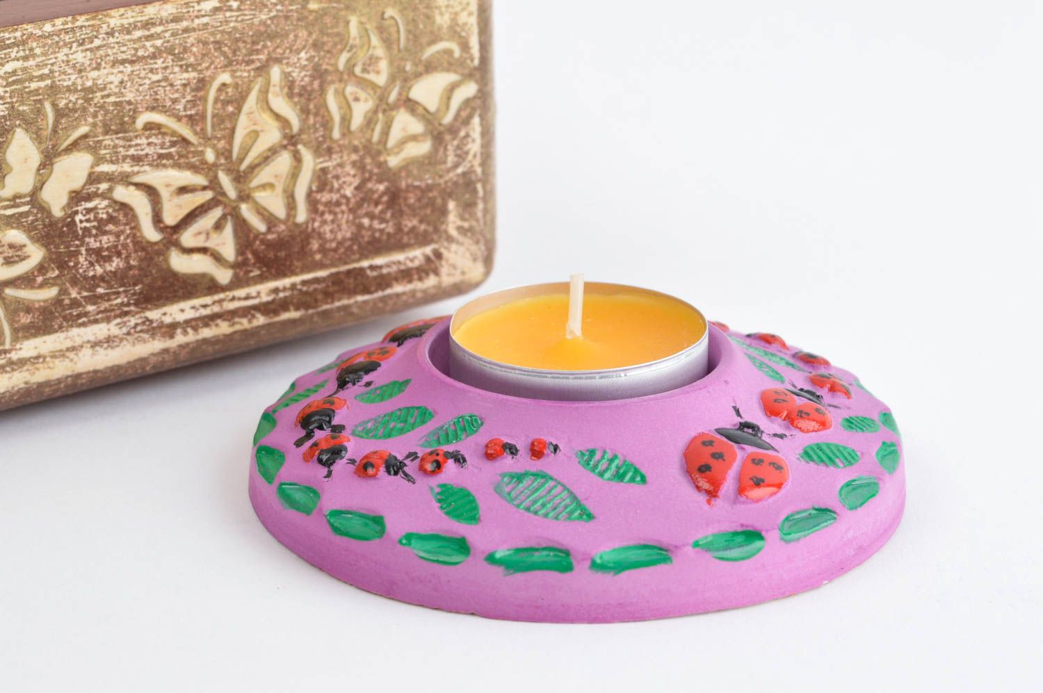 Handmade Kerzenständer aus Gips Deko Kerzenhalter schöner Kerzenständer Teelicht foto 1