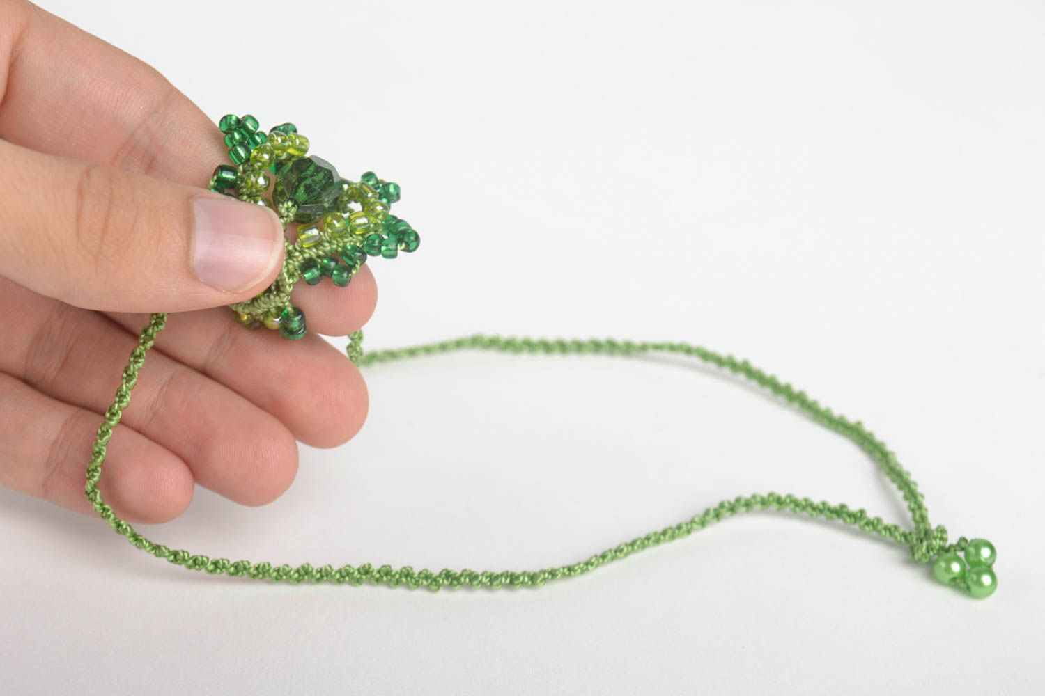 Handmade pendant unusual gift macrame pendant beaded jewelry gift ideas photo 5