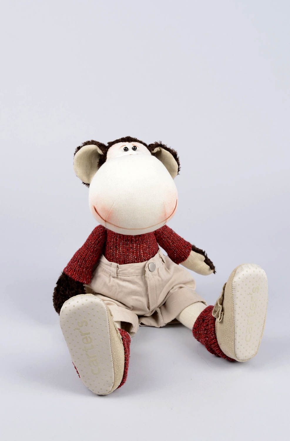 Kleinkinder Spielzeug Affe Geschenk für Kinder Haus Deko handgemacht Stoff Tier  foto 2