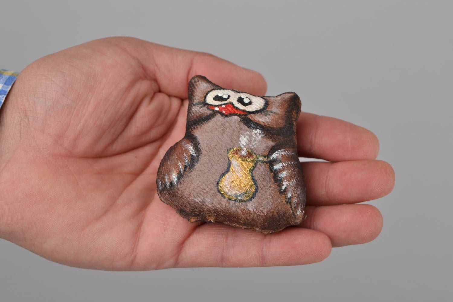 Beautiful funny handmade flavored textile soft fridge magnet toy Owl photo 2