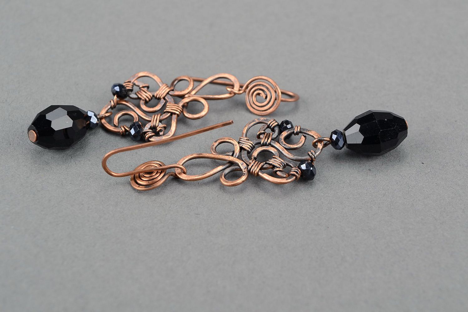 Evening earrings made of copper photo 4