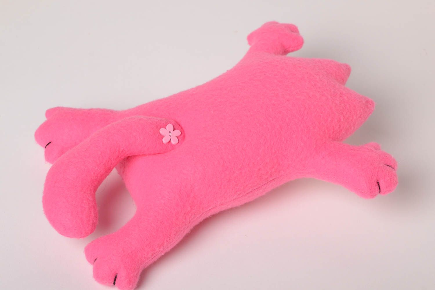 Детская игрушка ручной работы игрушка из флиса мягкая игрушка розовый котик фото 4