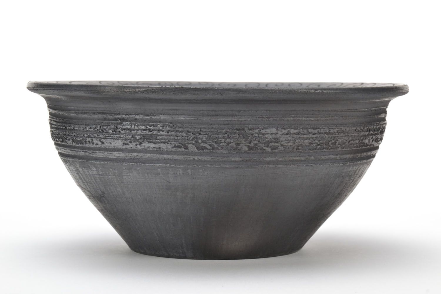 Deep black smoke ceramic bowl photo 2