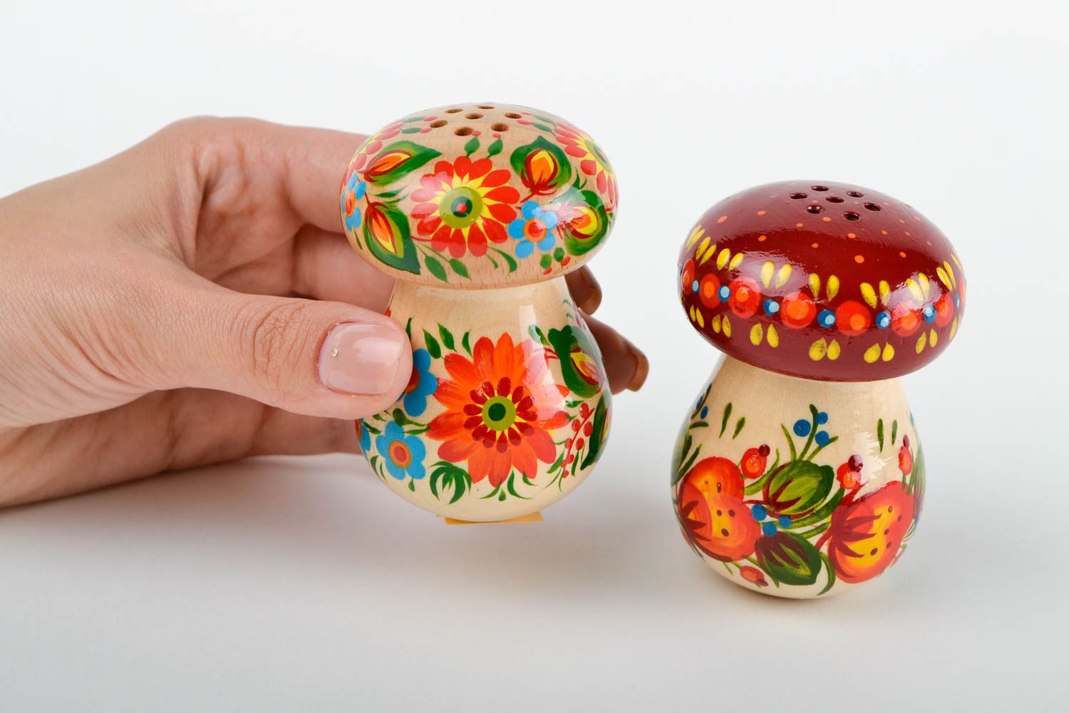 Pots à épices faits main Vaisselle déco en bois 2 pièces Cadeau original photo 2