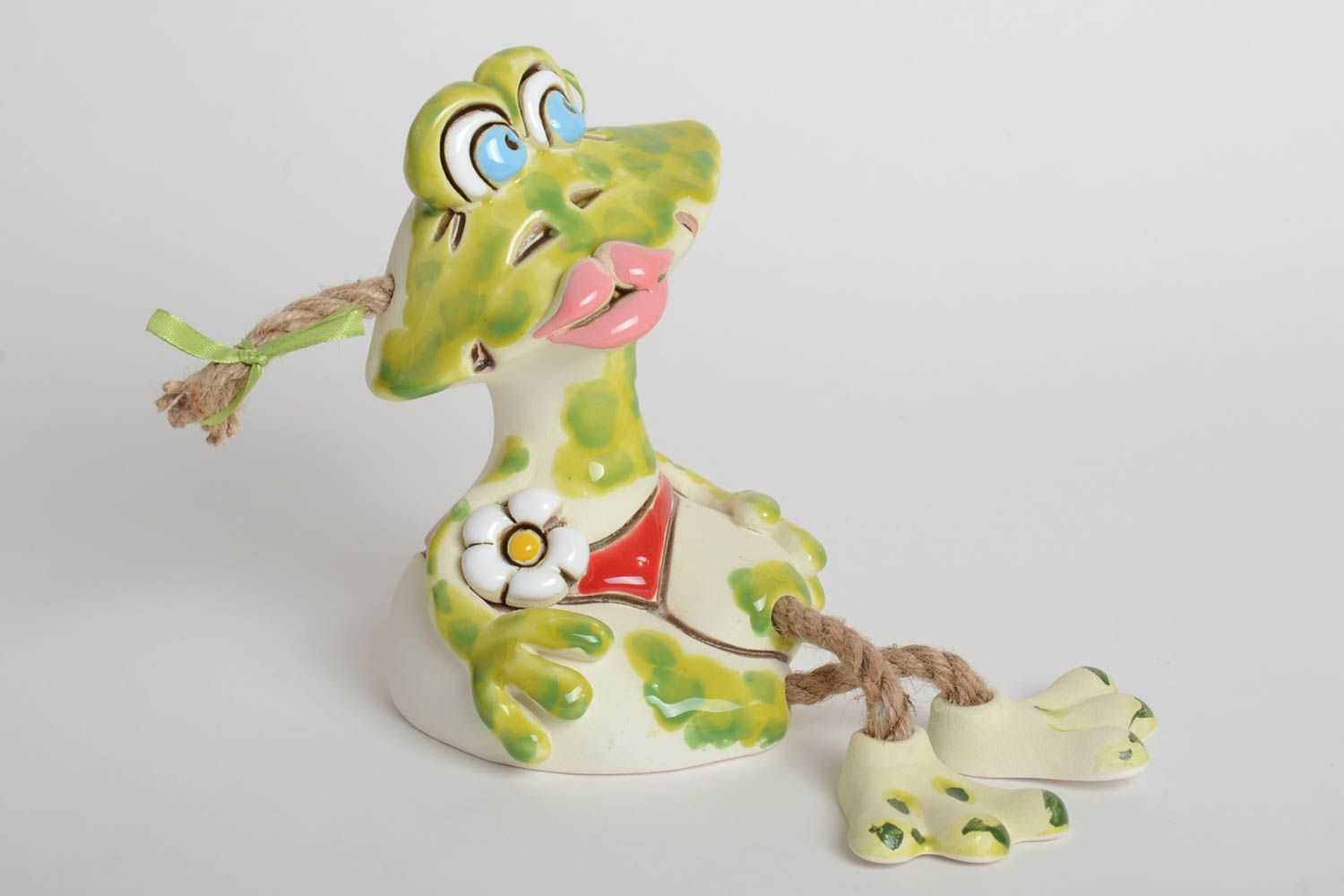 Handmade Keramik Spardose Geschenk für Kinder bemalt Haus Deko Frosch Modedame foto 2