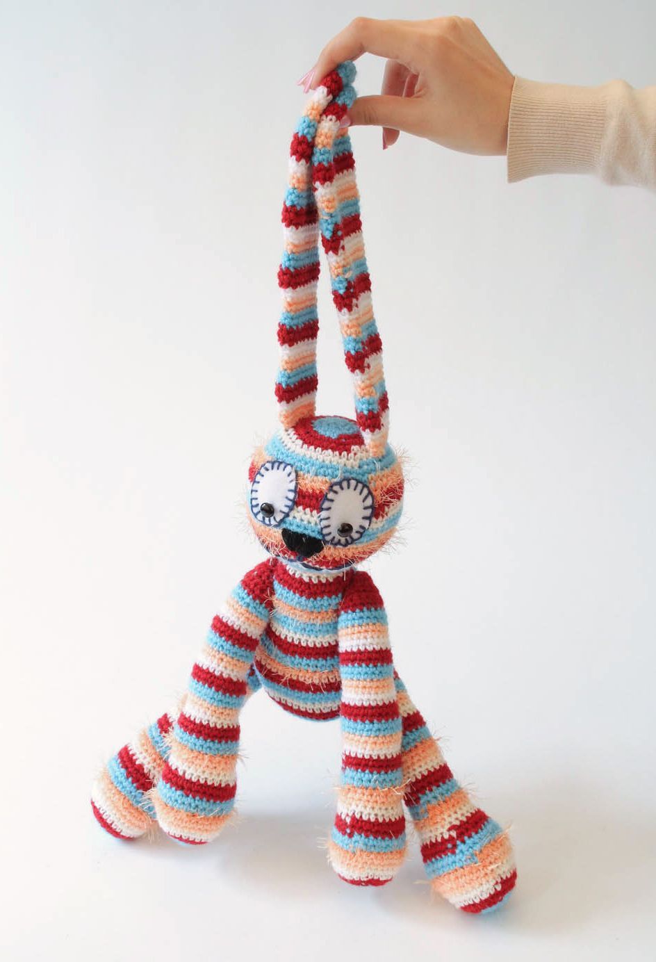 Knitted toy Striped Rabbit photo 4
