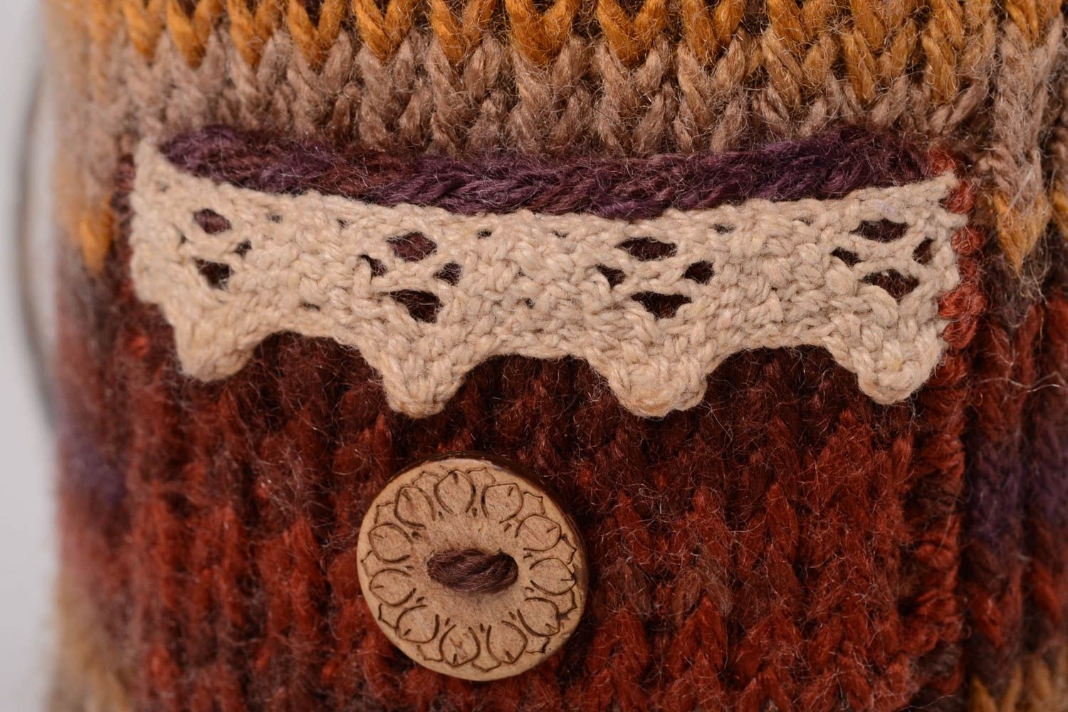 Couvre-tasse tricot fait main Pull pour mug cadeau original crochet fils photo 4