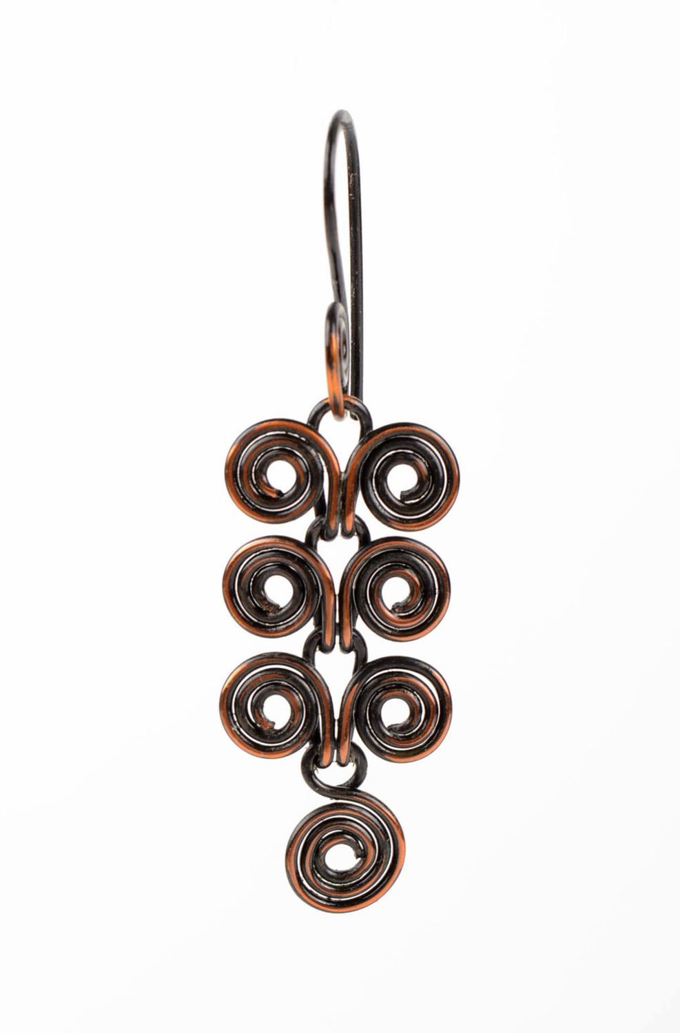 Handmade lange Kupfer Ohrringe gewickelt Designer Schmuck Accessoire für Frauen foto 1