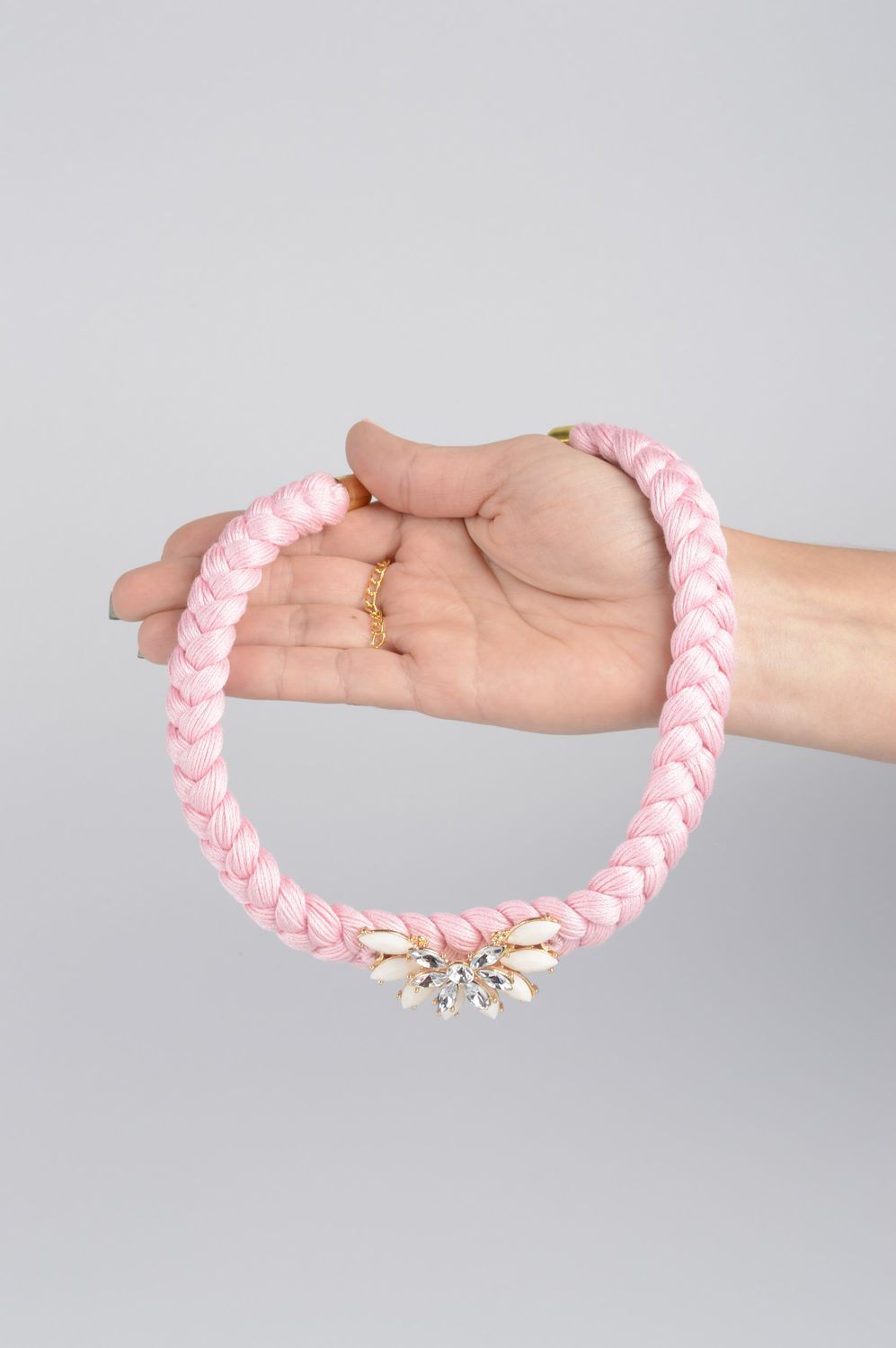 Handmade Halsschmuck für Damen hochwertiger Modeschmuck Damen Halskette rosa  foto 4