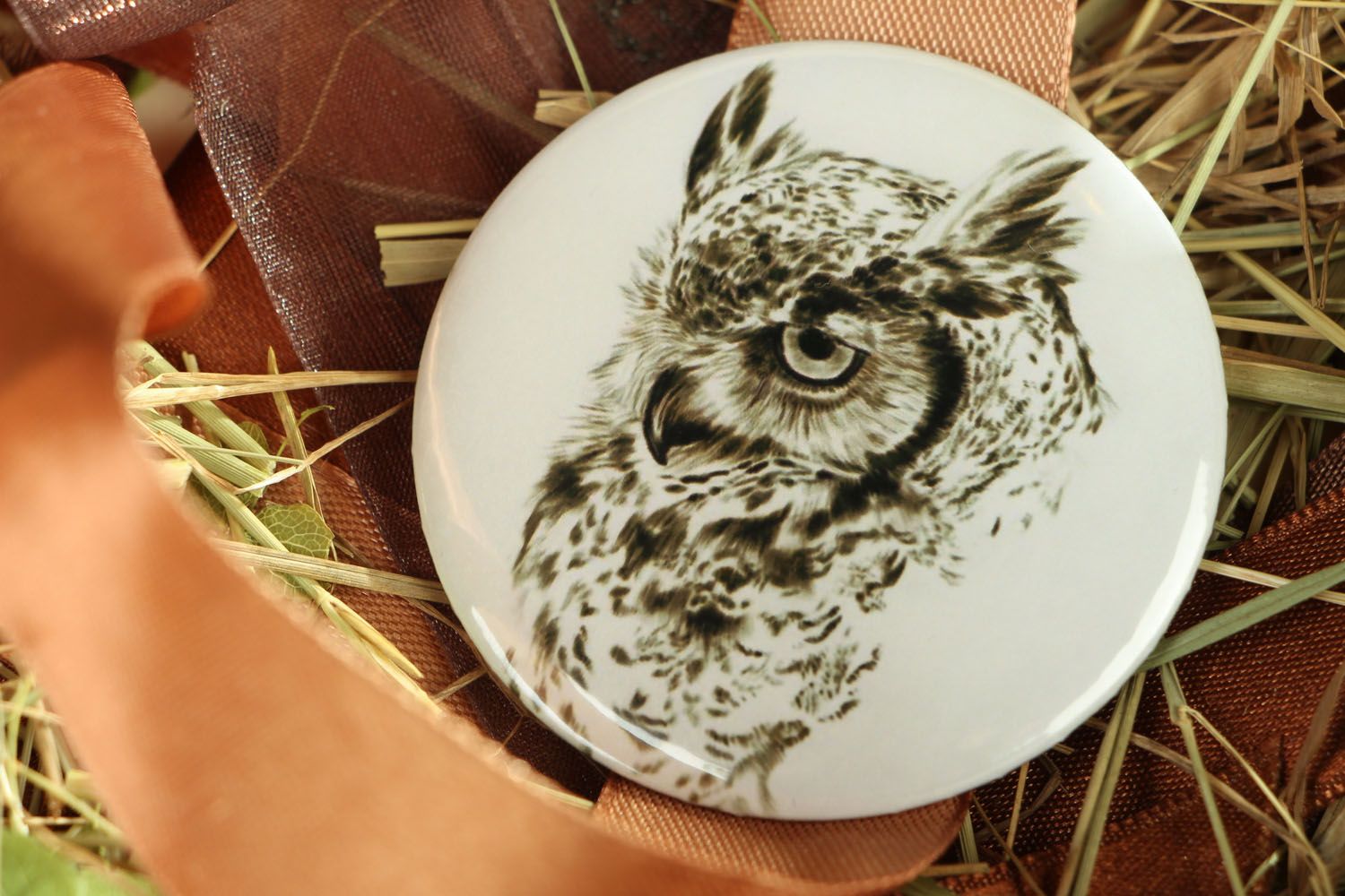 Owl pocket mirror photo 5