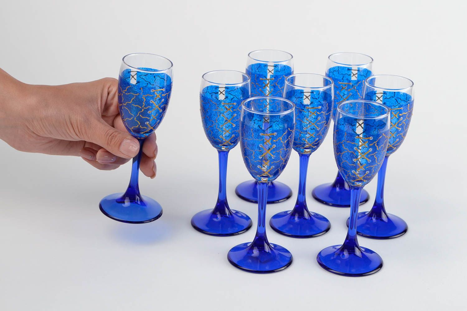Handmade glass wine glass painted glasses designer tableware stylish glasses photo 2