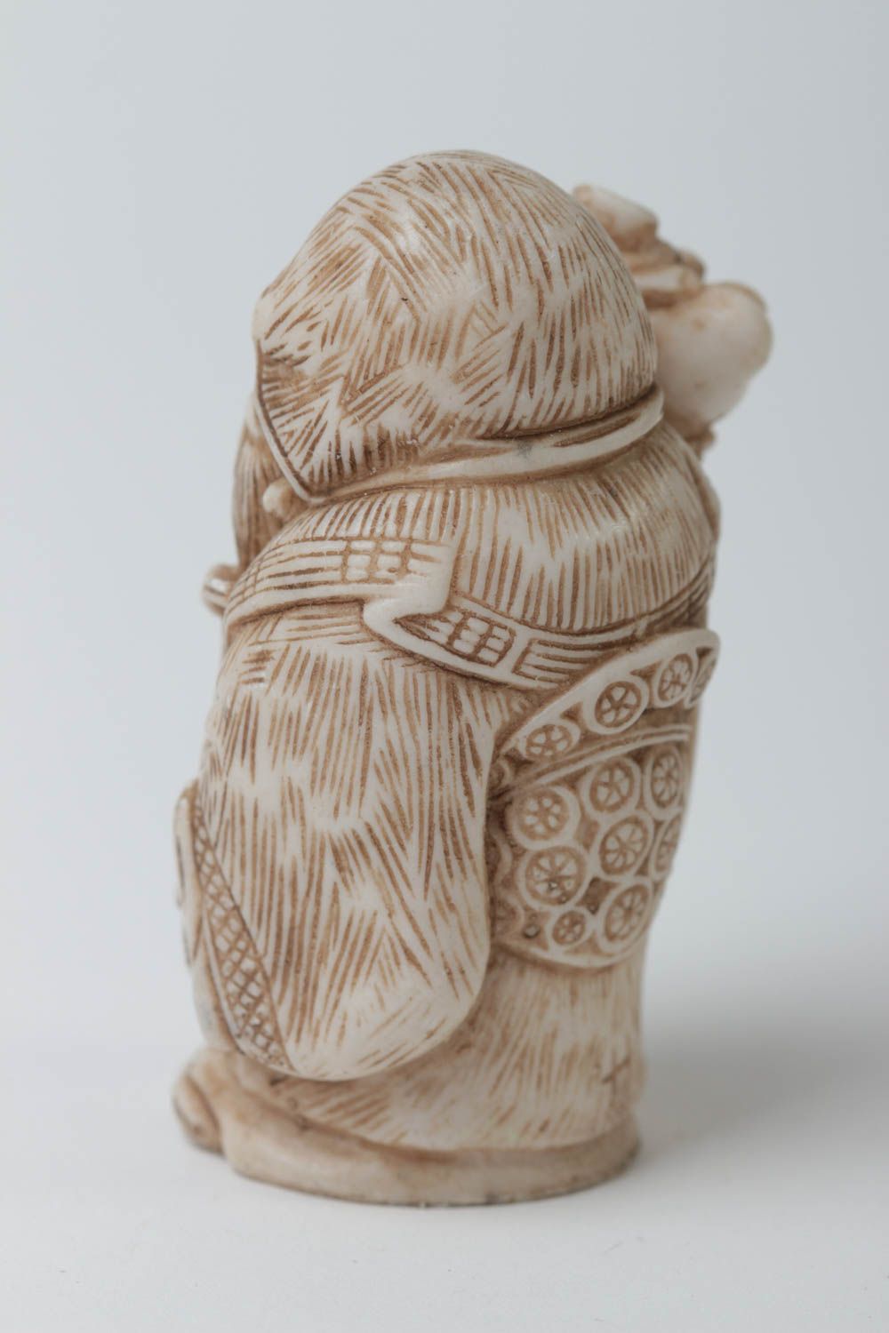 Статуэтка из полимерной смолы нэцкэ Эбису с журавлем фигурка ручной работы фото 4