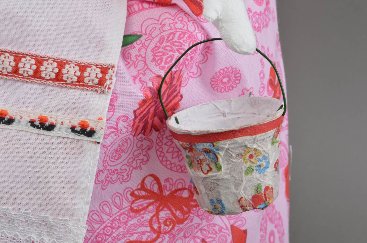 Couvre-théière fait main Décoration cuisine Poupée chiffon en robe rose petite photo 4
