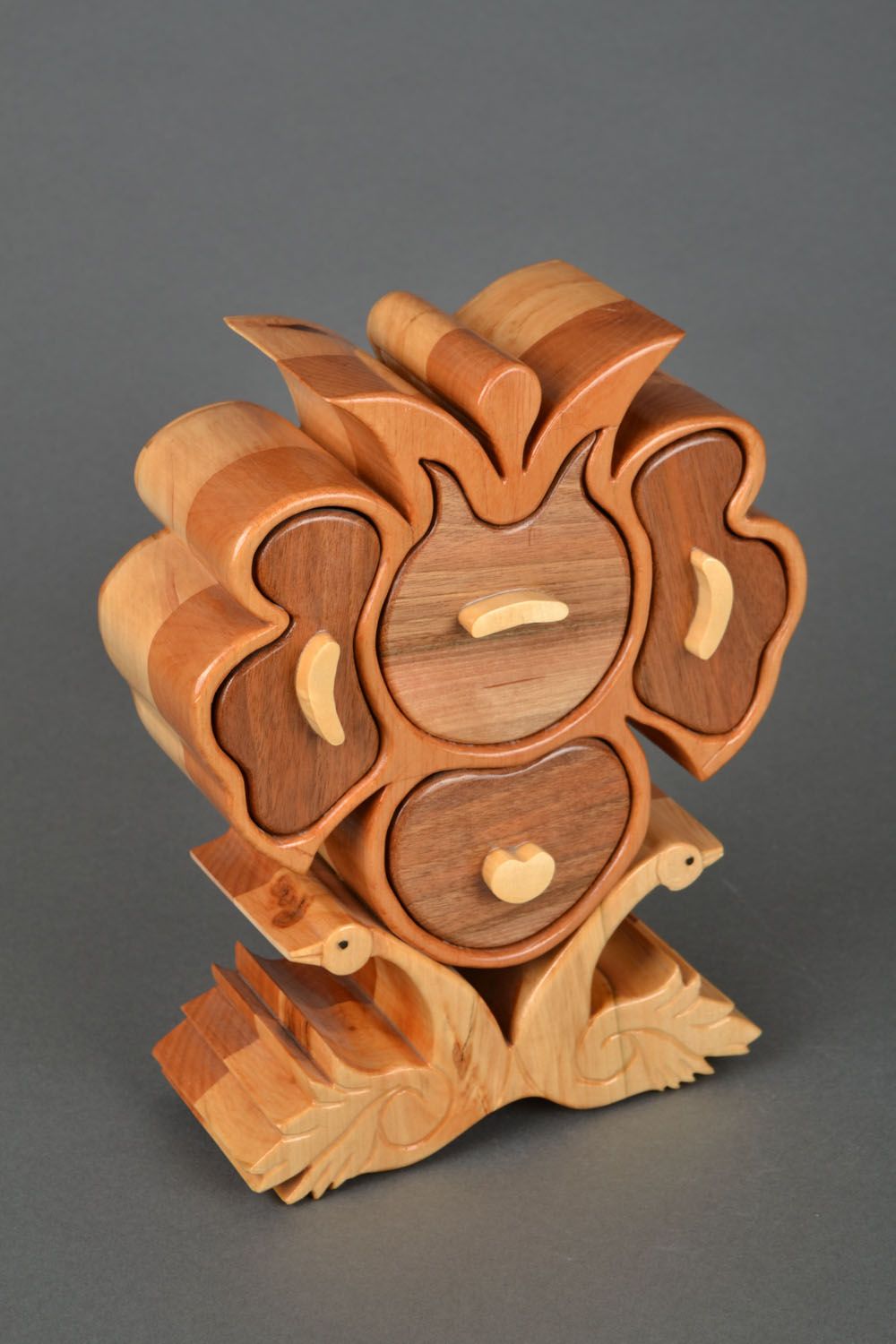 Boîte en bois décorative faite main originale Cygnes photo 1