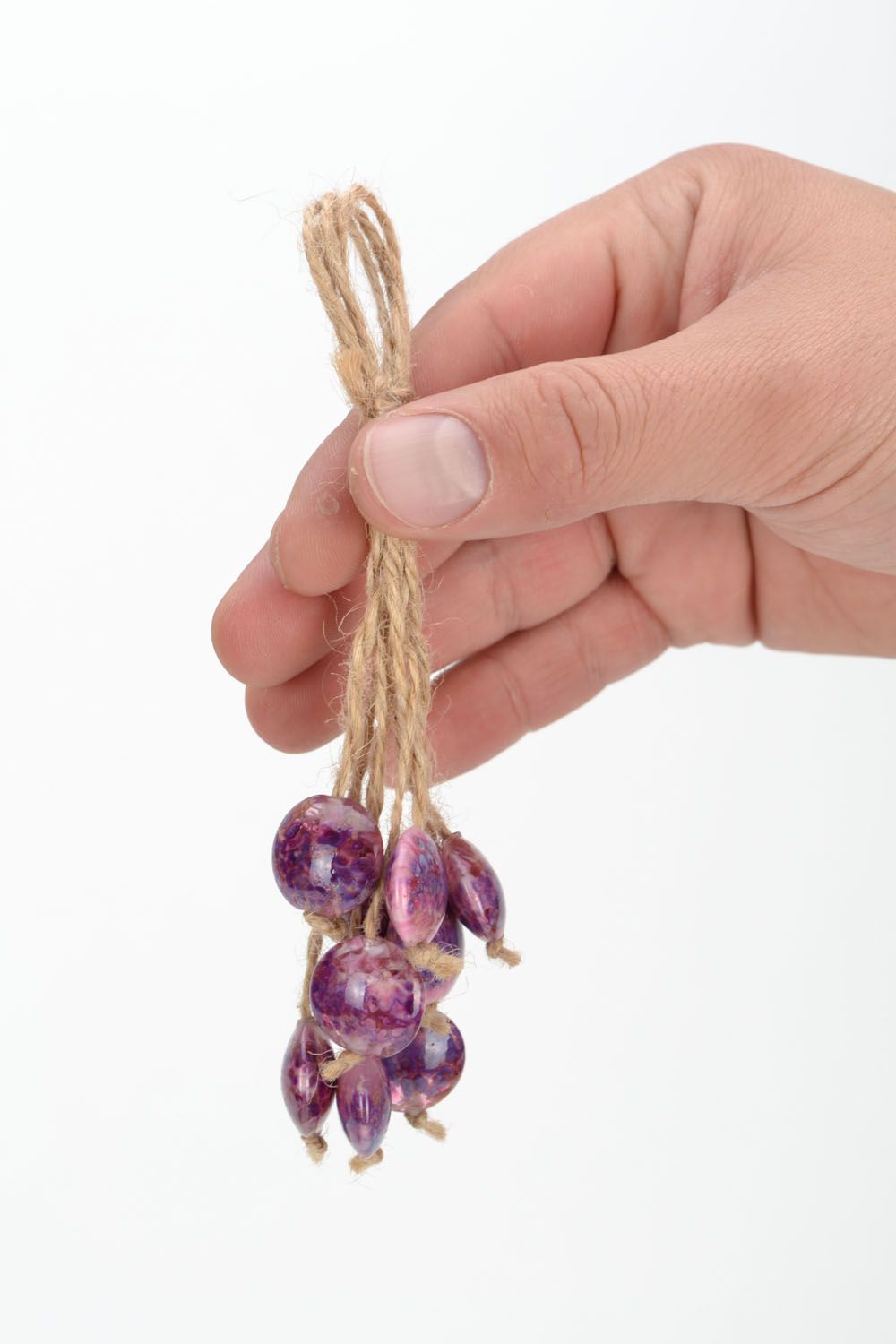 Violet glass beads photo 2