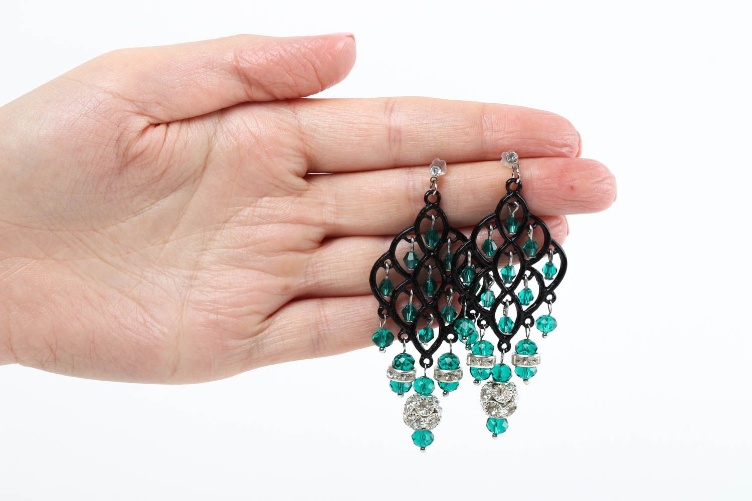 Boucles d'oreilles pendantes Bijou fait main en cristal design Cadeau femme photo 5