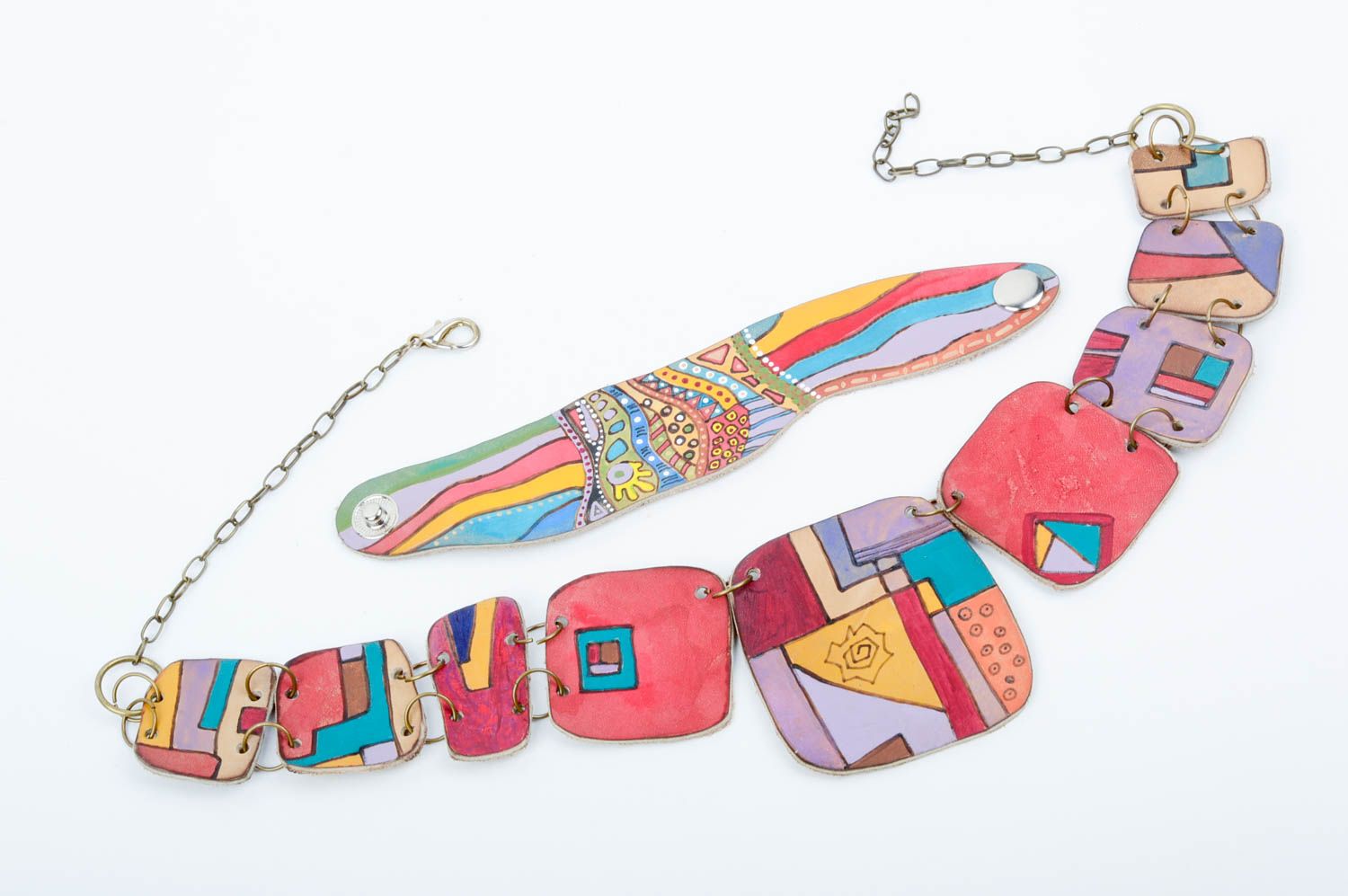 Accessoires für Frauen handgefertigt Schmuck Armband stilvoll Leder Collier foto 5