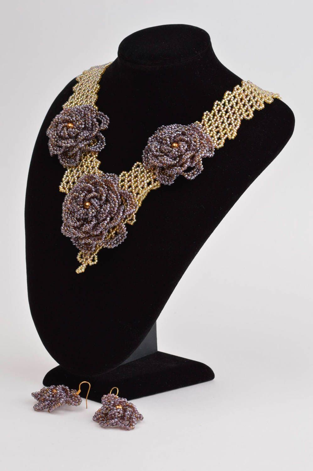 Handmade jewelry set beaded earrings beaded necklace fashion trends gift ideas photo 1