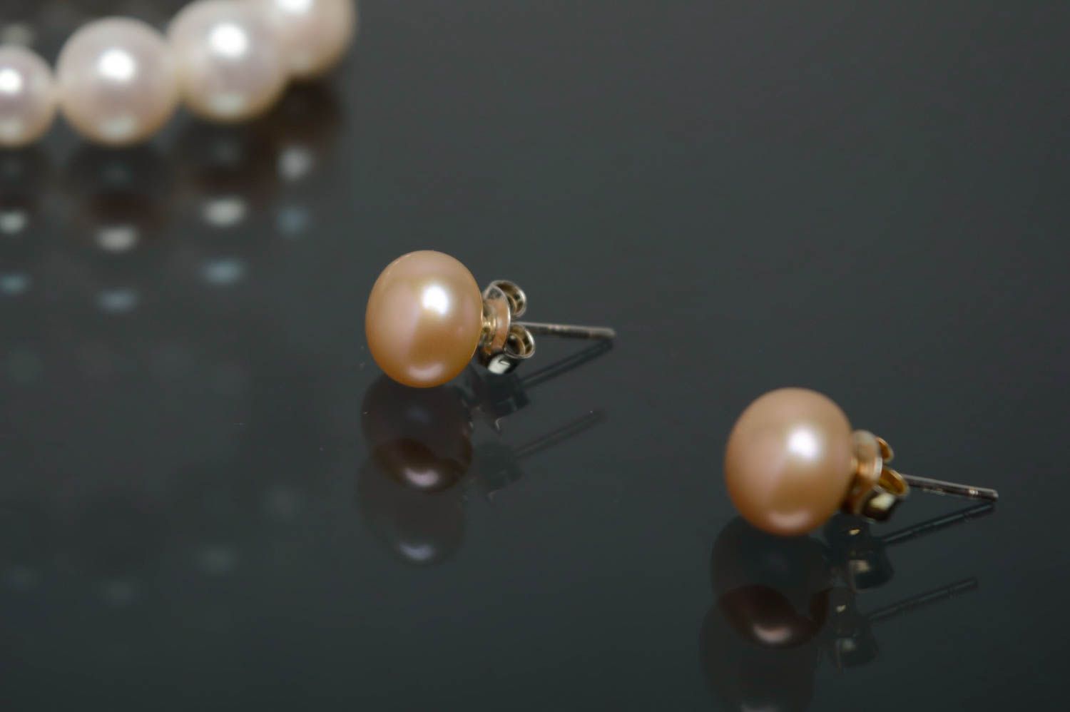 Pearl silver earrings photo 1